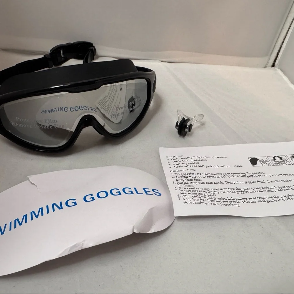 NIB Black with Silver Swimming Goggles